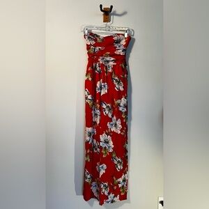Floral Red Maxi Jumpsuit